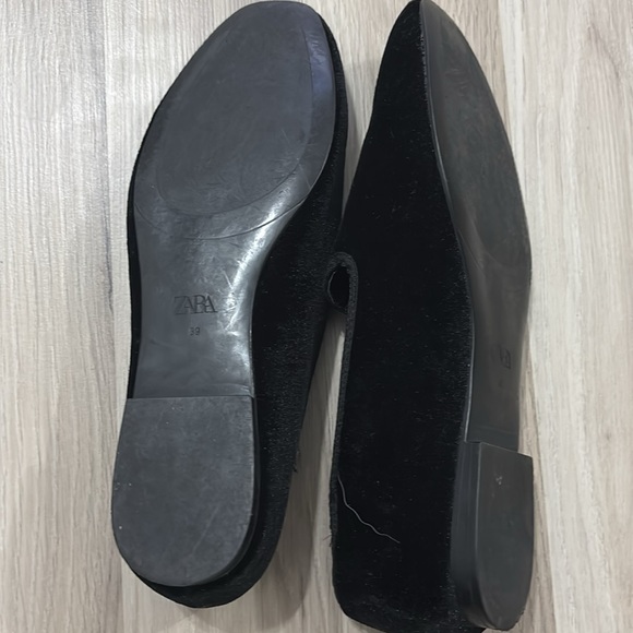 Zara Black Velvet Women's Low Heel Loafers Size 39 US 8 - Picture 6 of 8